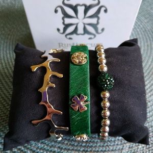 Rustic Cuff Silver Lucky Trio